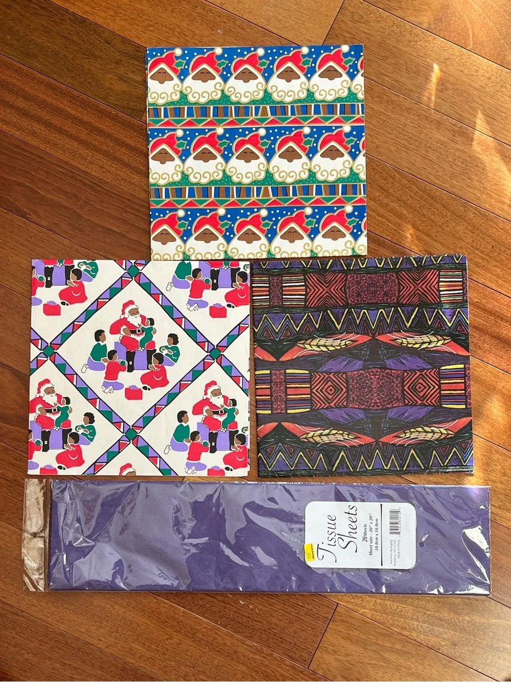 Vintage Jessica Stewart African American Holiday Christmas Flat Gift Wrap